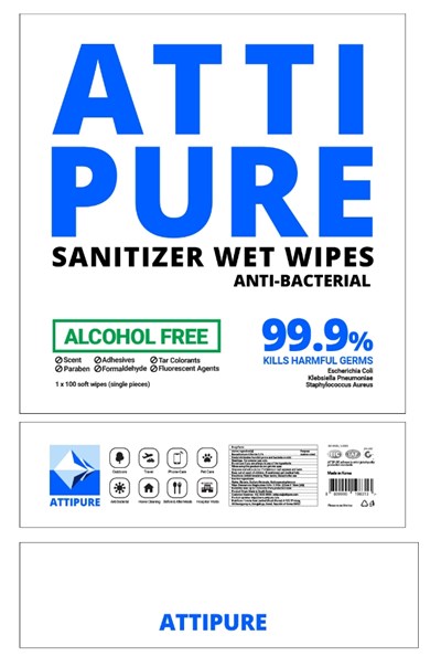 700g NDC: 76709-201-02 Label - ATTIPURE SANITIZER WET WIPE 700g Label